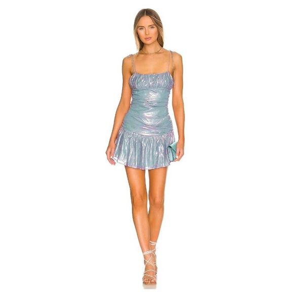 Majorelle Grazia Mini Dress in Blue Iridescent NWOT Size Small - Picture 3 of 4
